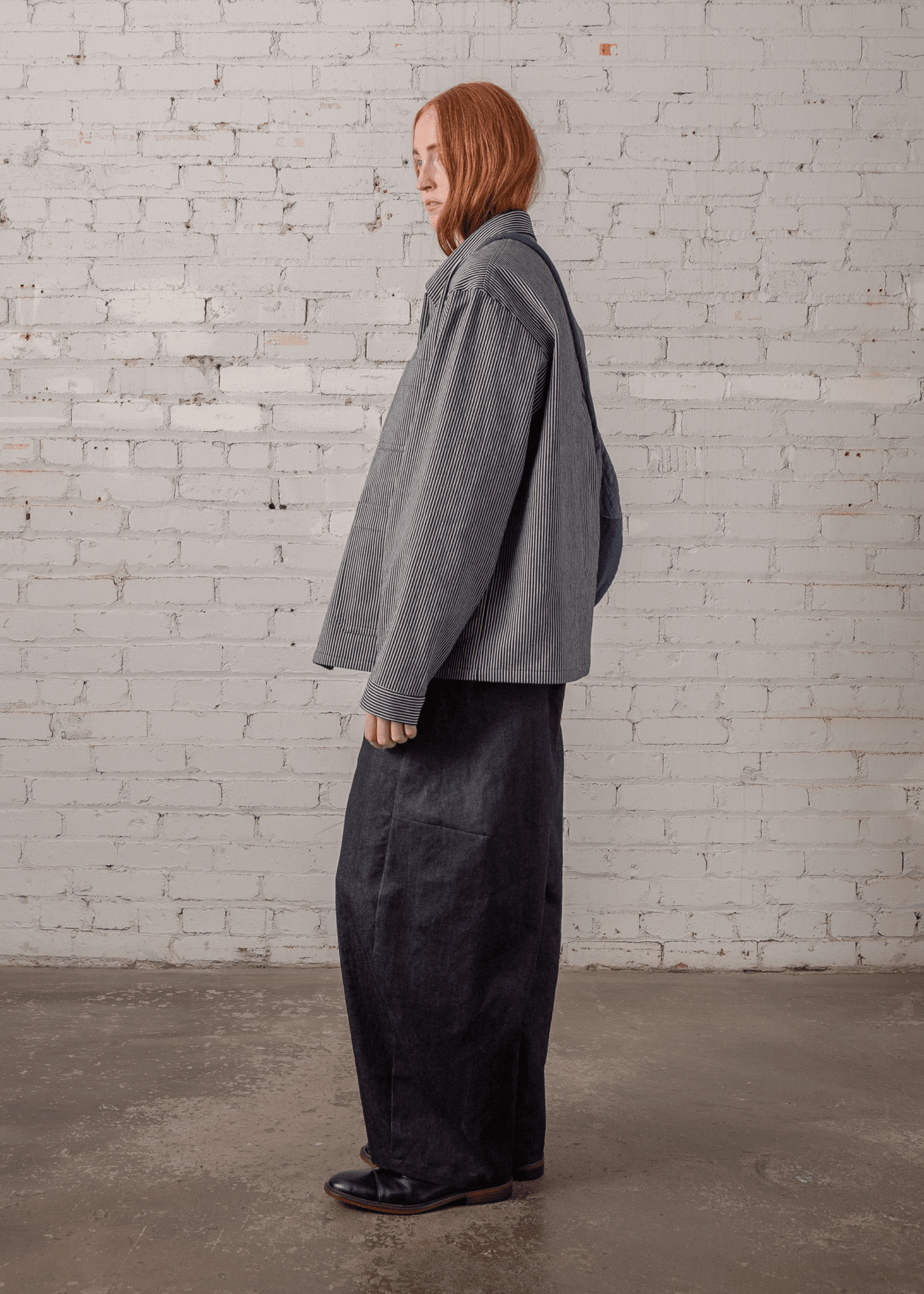 Chore Jacket in Cotton Denim Stripe