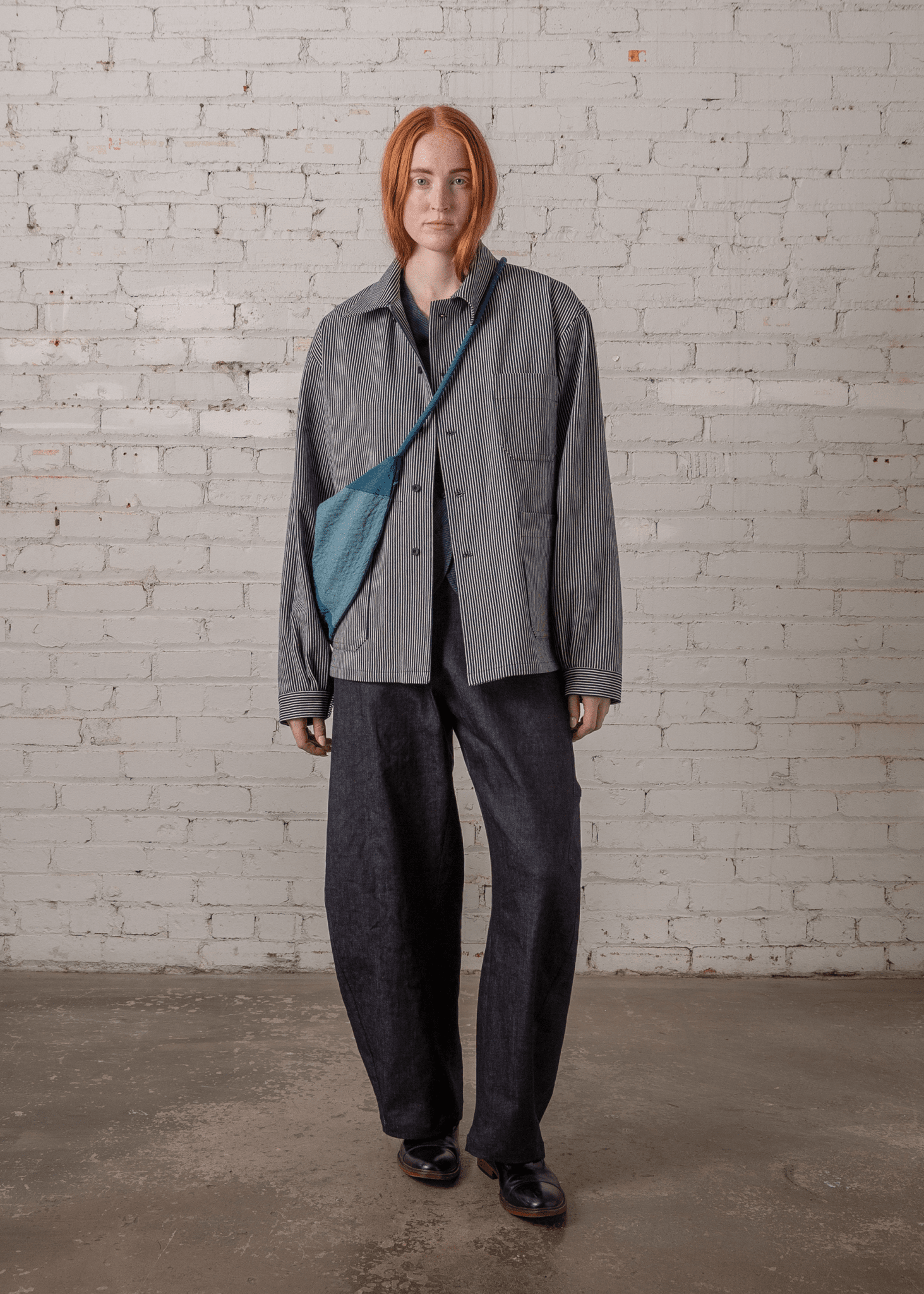 Chore Jacket in Cotton Denim Stripe