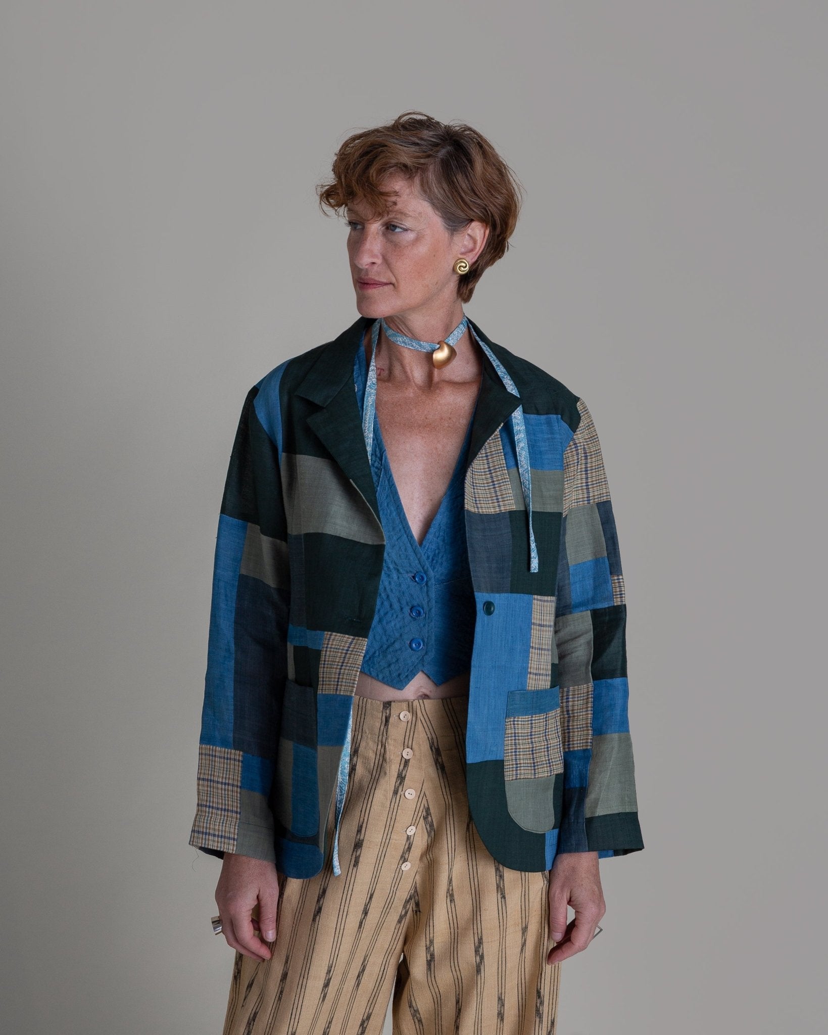 Christina Jacket in Vintage Japanese Linen MixPieced & Patchwork