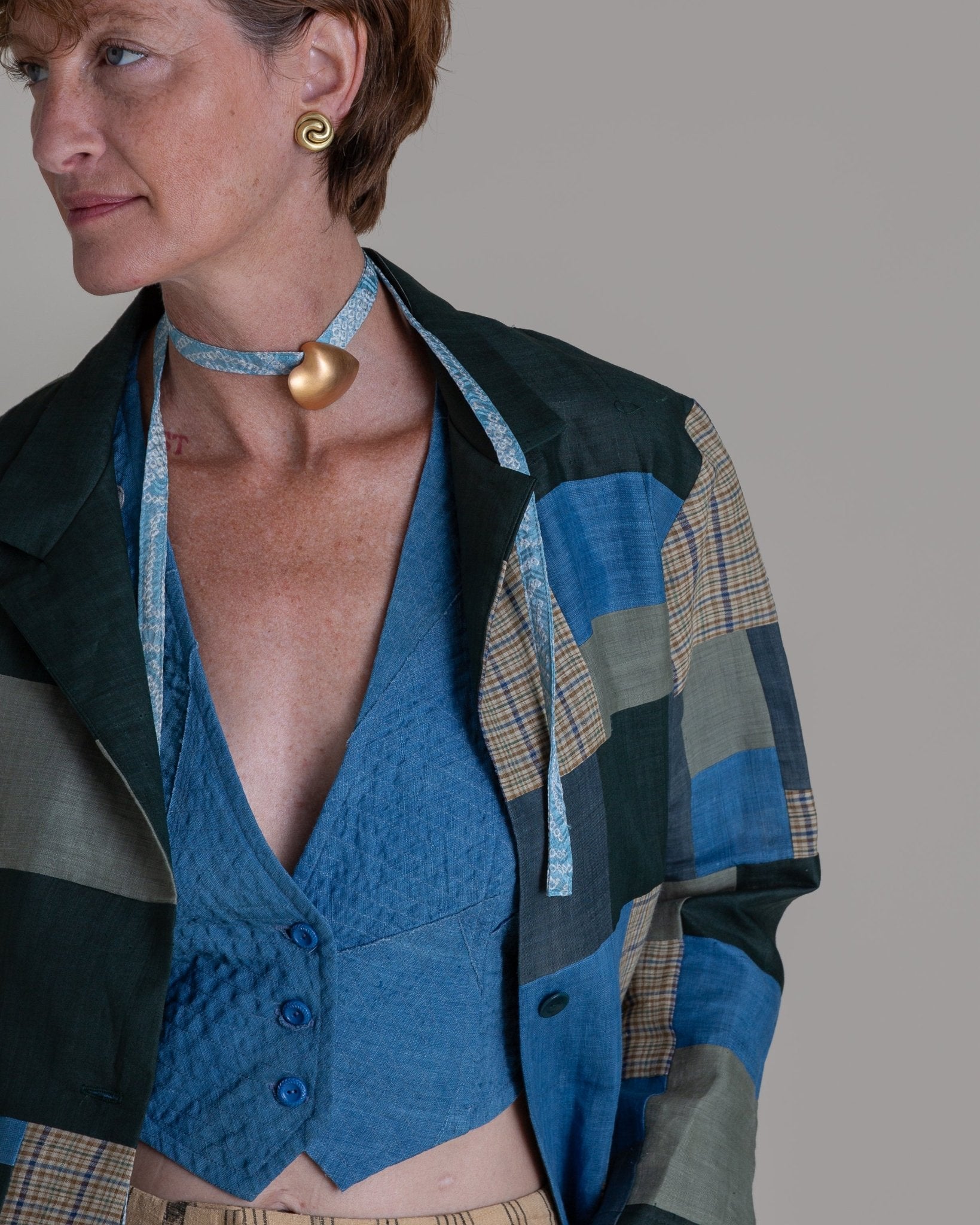 Christina Jacket in Vintage Japanese Linen MixPieced & Patchwork