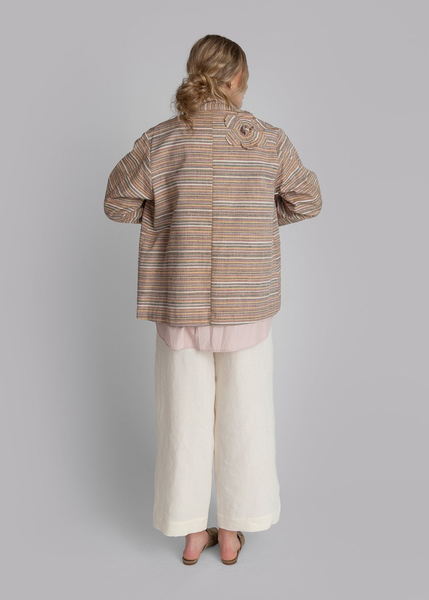 Christina Jacket in Vintage Japanese Striped Silk with Flowers