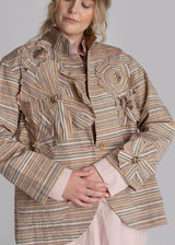 Christina Jacket in Vintage Japanese Striped Silk with Flowers