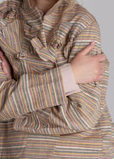 Christina Jacket in Vintage Japanese Striped Silk with Flowers