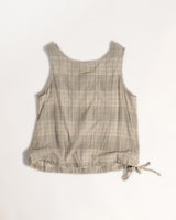 Drawstring Top in Japanese Plaid Cotton Batiste
