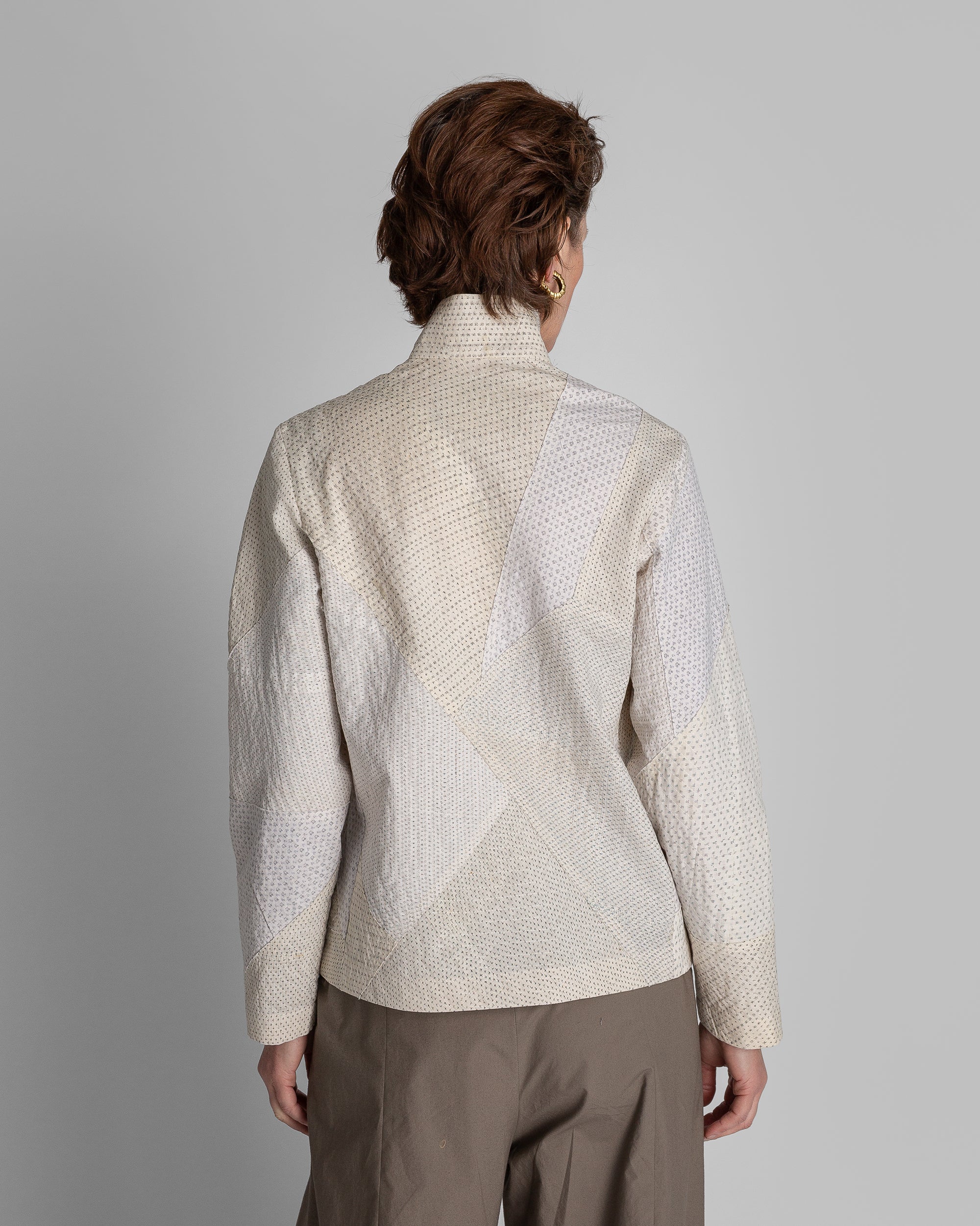 Cropped Omni Jacket in Raw-Pieced Linen Ikat