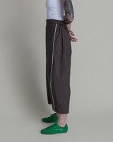 Cropped Curve Pant in Ash Grey Cotton Poplin with PipingCurve Pants