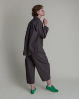 Cropped Curve Pant in Ash Grey Cotton Poplin with PipingCurve Pants