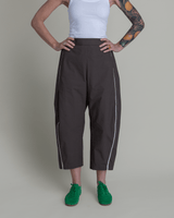 Cropped Curve Pant in Ash Grey Cotton Poplin with PipingCurve Pants
