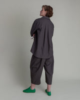 Cropped Curve Pant in Ash Grey Cotton Poplin with PipingCurve Pants