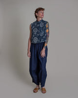 Cropped Mandarin Vest in Vintage Stenciled CottonMandarin Vests