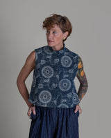 Cropped Mandarin Vest in Vintage Stenciled CottonMandarin Vests