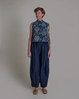 Cropped Mandarin Vest in Vintage Stenciled CottonMandarin Vests