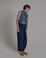 Cropped Mandarin Vest in Vintage Stenciled CottonMandarin Vests