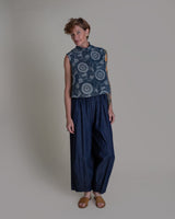 Cropped Mandarin Vest in Vintage Stenciled CottonMandarin Vests