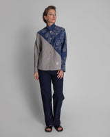 Cropped Omni Jacket in Blue and Gray Vintage Japanese LinensCropped Jackets