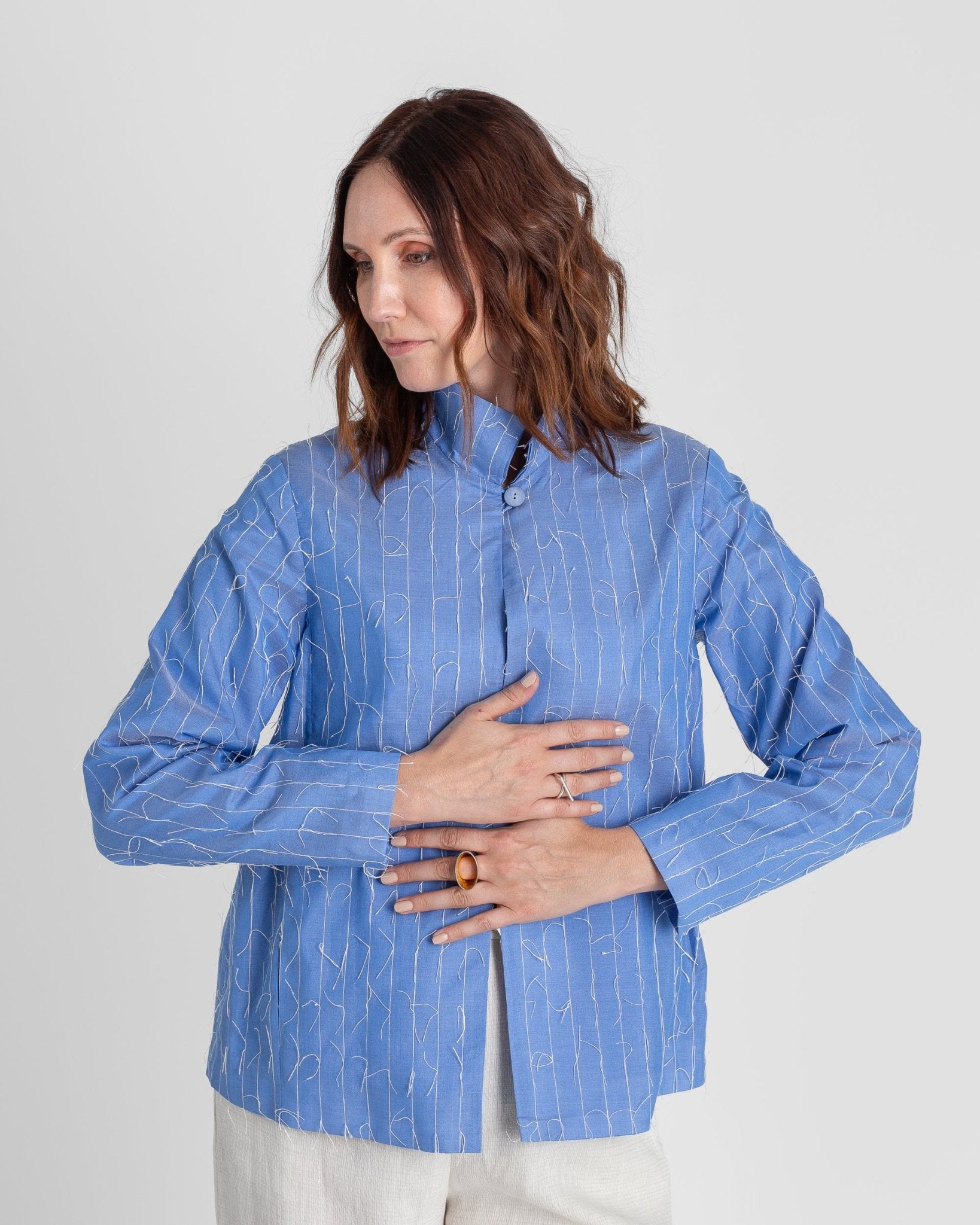 Cropped Omni Jacket in Light Blue Nuno Silk OrganzaCropped Jackets