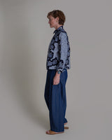 Cropped Shibori Shirt with Cuff in Vintage Japanese Tie Dye CottonShibori Shirt