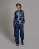 Cropped Shibori Shirt with Cuff in Vintage Japanese Tie Dye CottonShibori Shirt