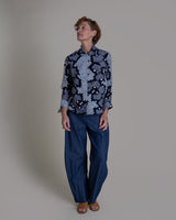 Cropped Shibori Shirt with Cuff in Vintage Japanese Tie Dye CottonShibori Shirt