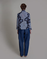 Cropped Shibori Shirt with Cuff in Vintage Japanese Tie Dye CottonShibori Shirt