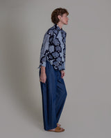 Cropped Shibori Shirt with Cuff in Vintage Japanese Tie Dye CottonShibori Shirt