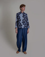 Cropped Shibori Shirt with Cuff in Vintage Japanese Tie Dye CottonShibori Shirt