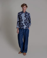 Cropped Shibori Shirt with Cuff in Vintage Japanese Tie Dye CottonShibori Shirt