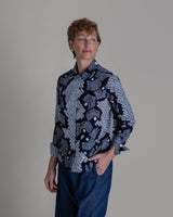 Cropped Shibori Shirt with Cuff in Vintage Japanese Tie Dye CottonShibori Shirt