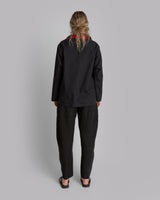 Curve Pant in Black Linen with Vintage Red Stripe