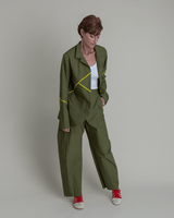 Curve Pant in Green Cotton PoplinCurve Pants