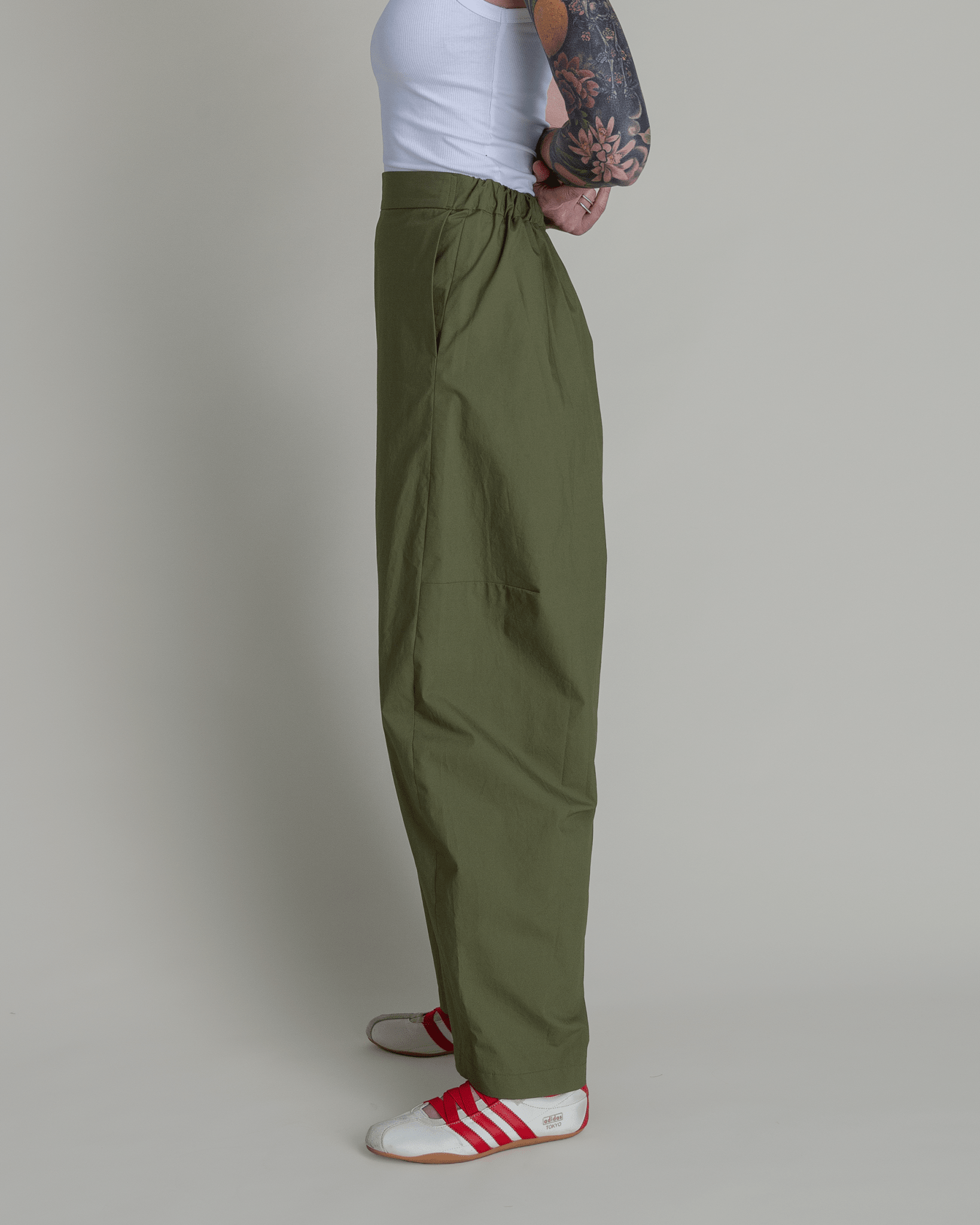 Curve Pant in Green Cotton PoplinCurve Pants