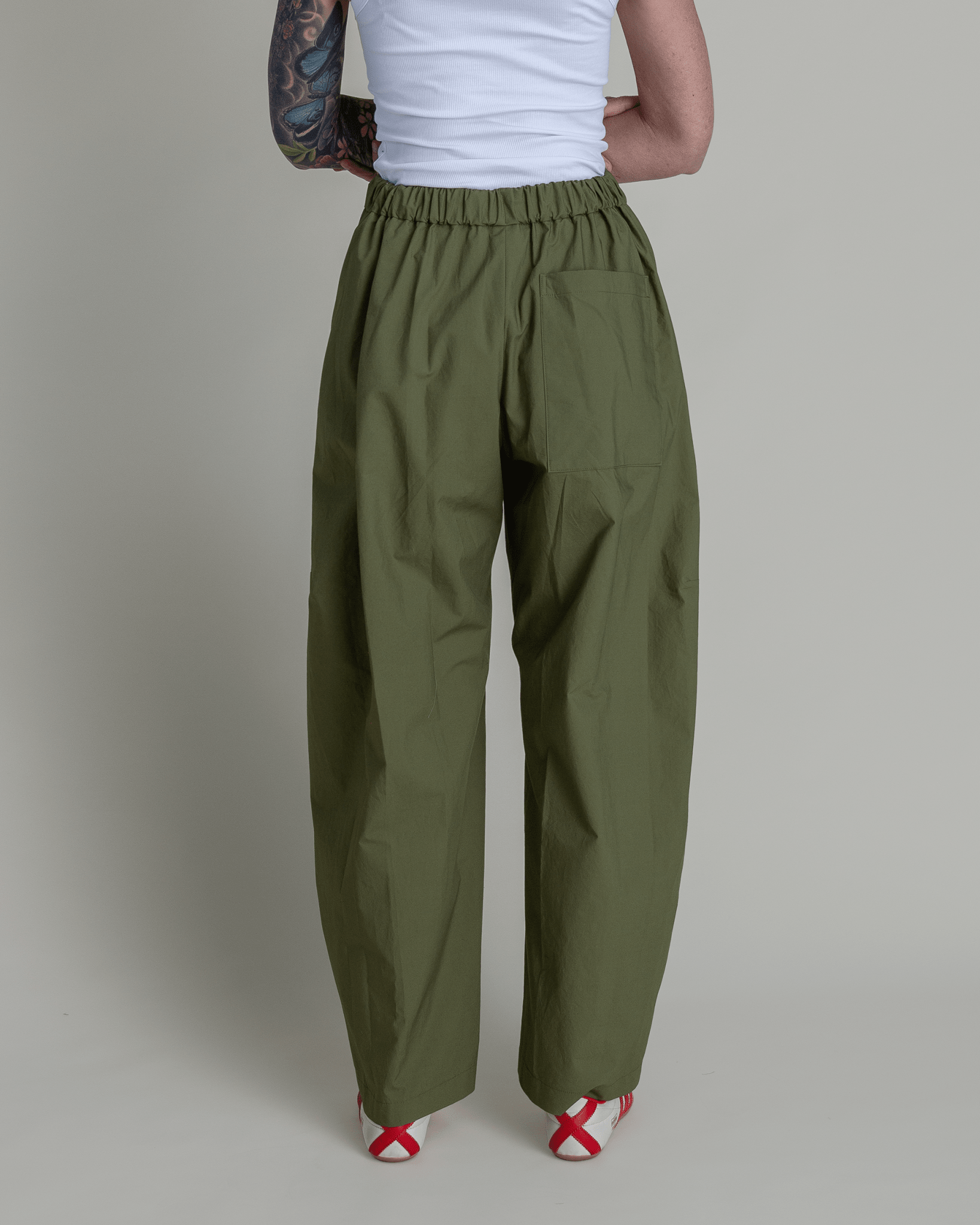 Curve Pant in Green Cotton PoplinCurve Pants