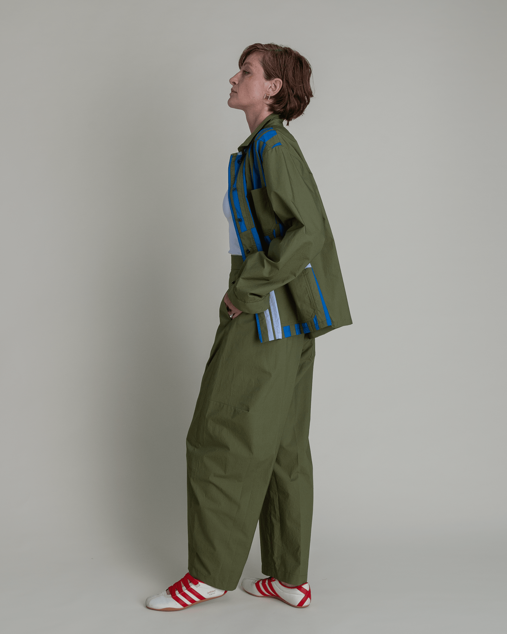 Curve Pant in Green Cotton PoplinCurve Pants