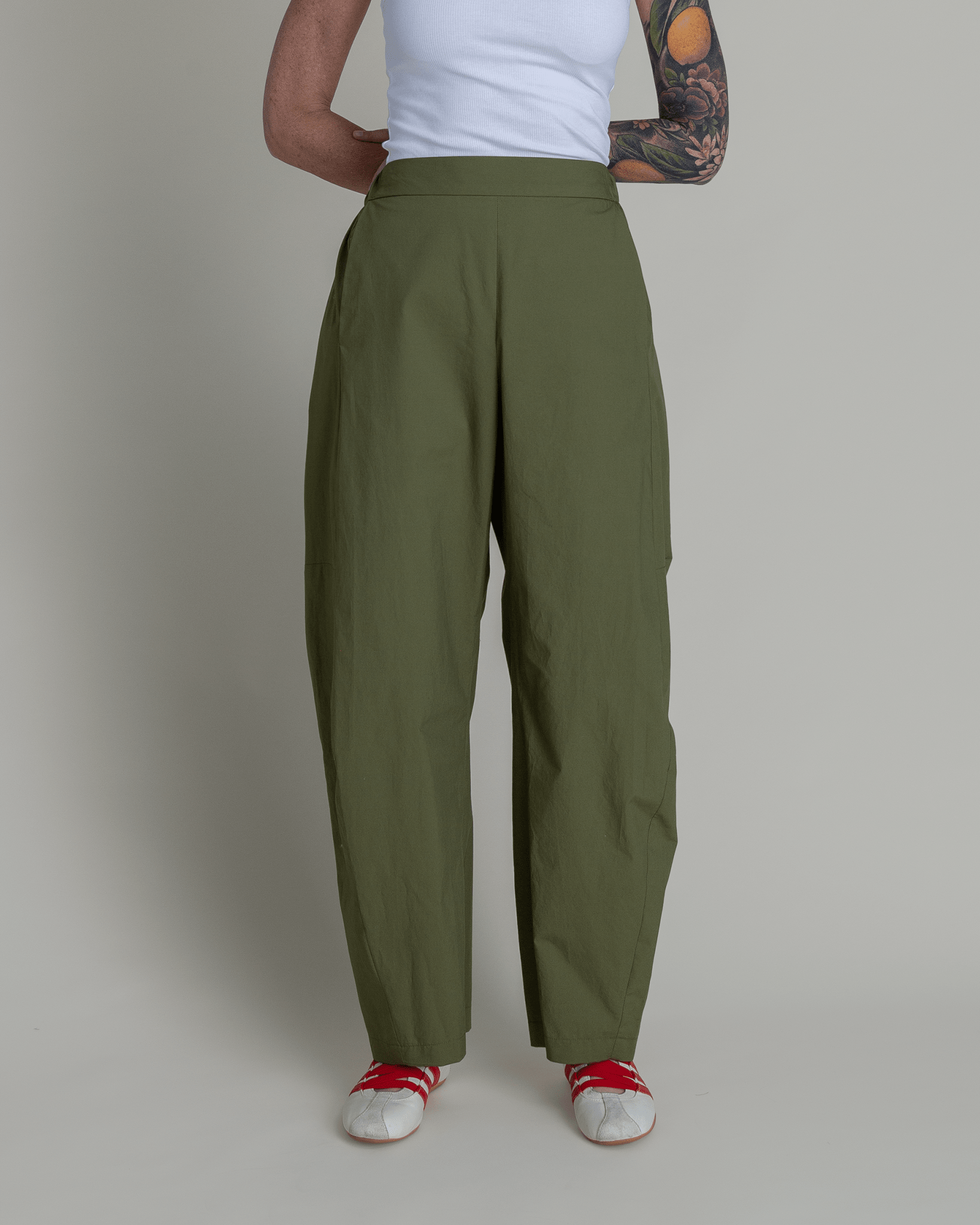 Curve Pant in Green Cotton PoplinCurve Pants