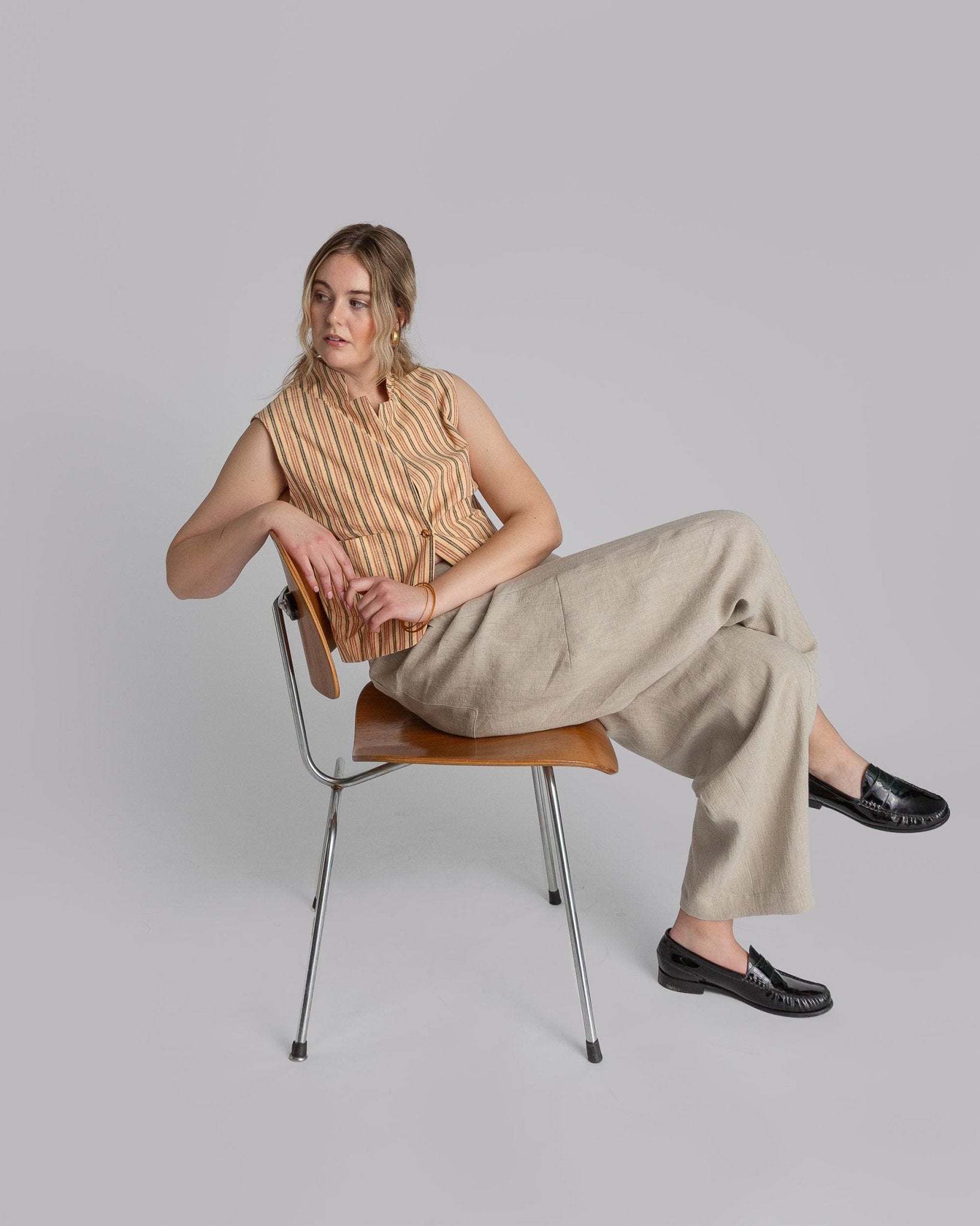 Curve Pant in Oatmeal Linen