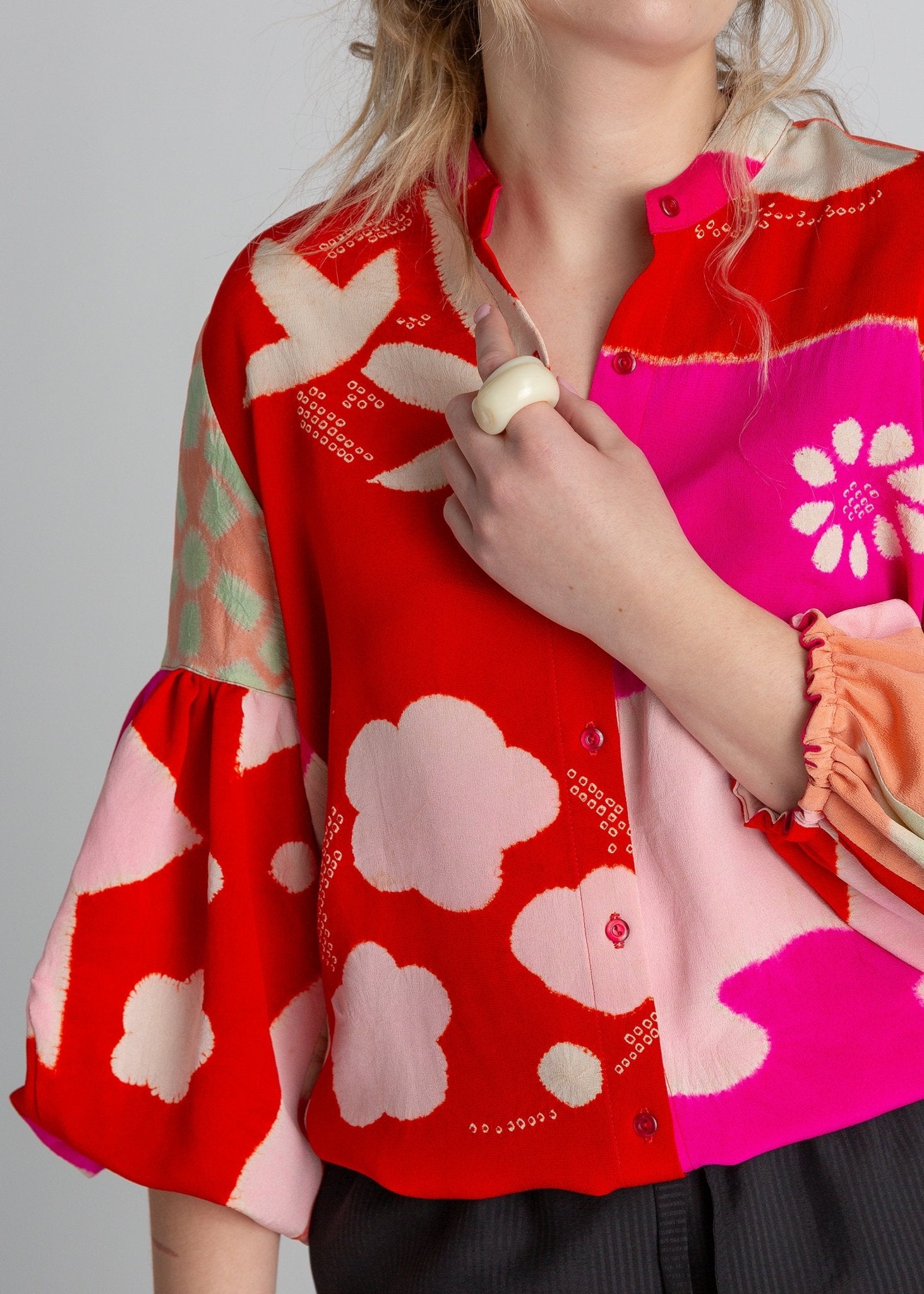 Dandelion Shirt in Vintage Japanese Silk Tie Dye
