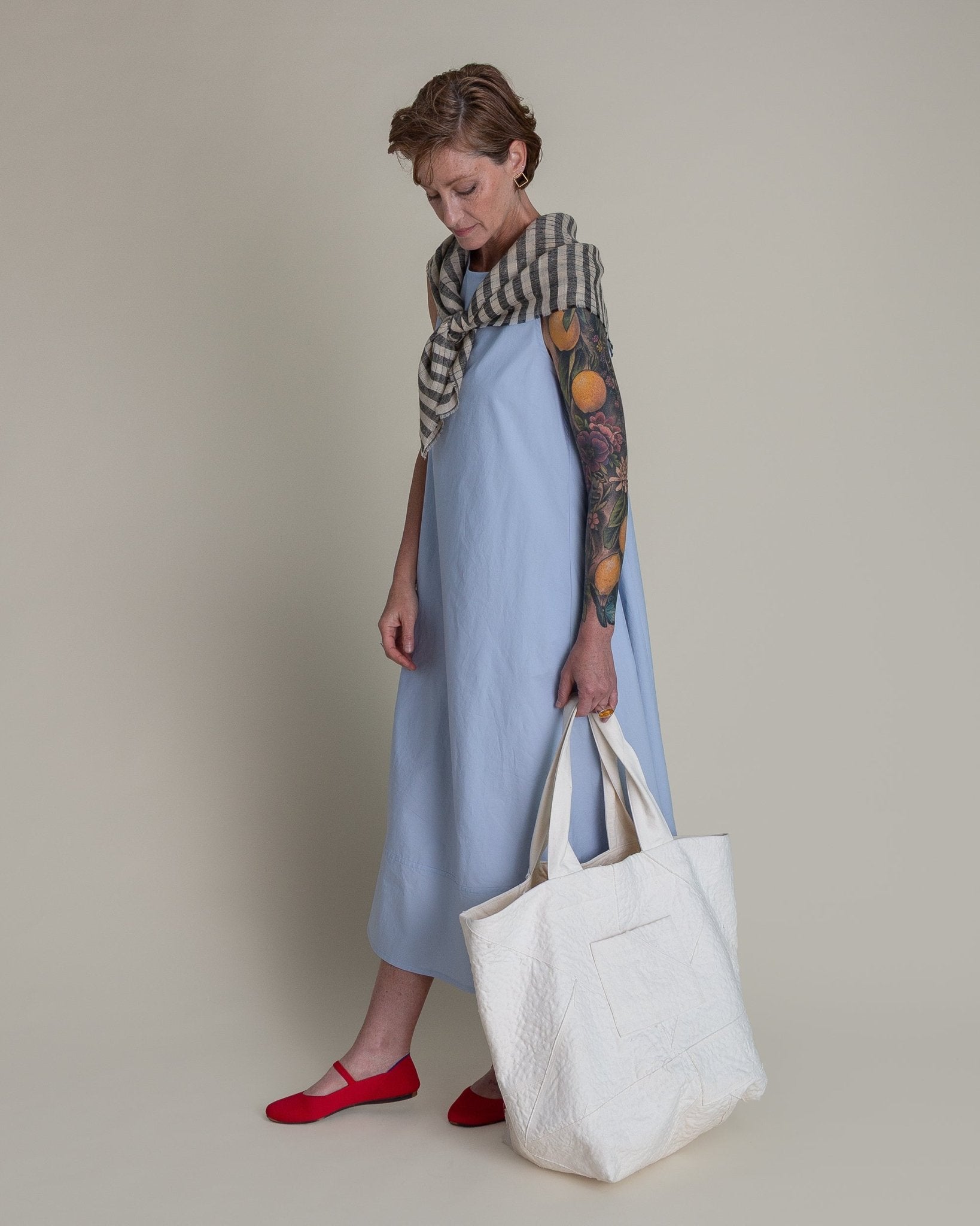 Day Dress in Light Blue Cotton PoplinDay A - Line