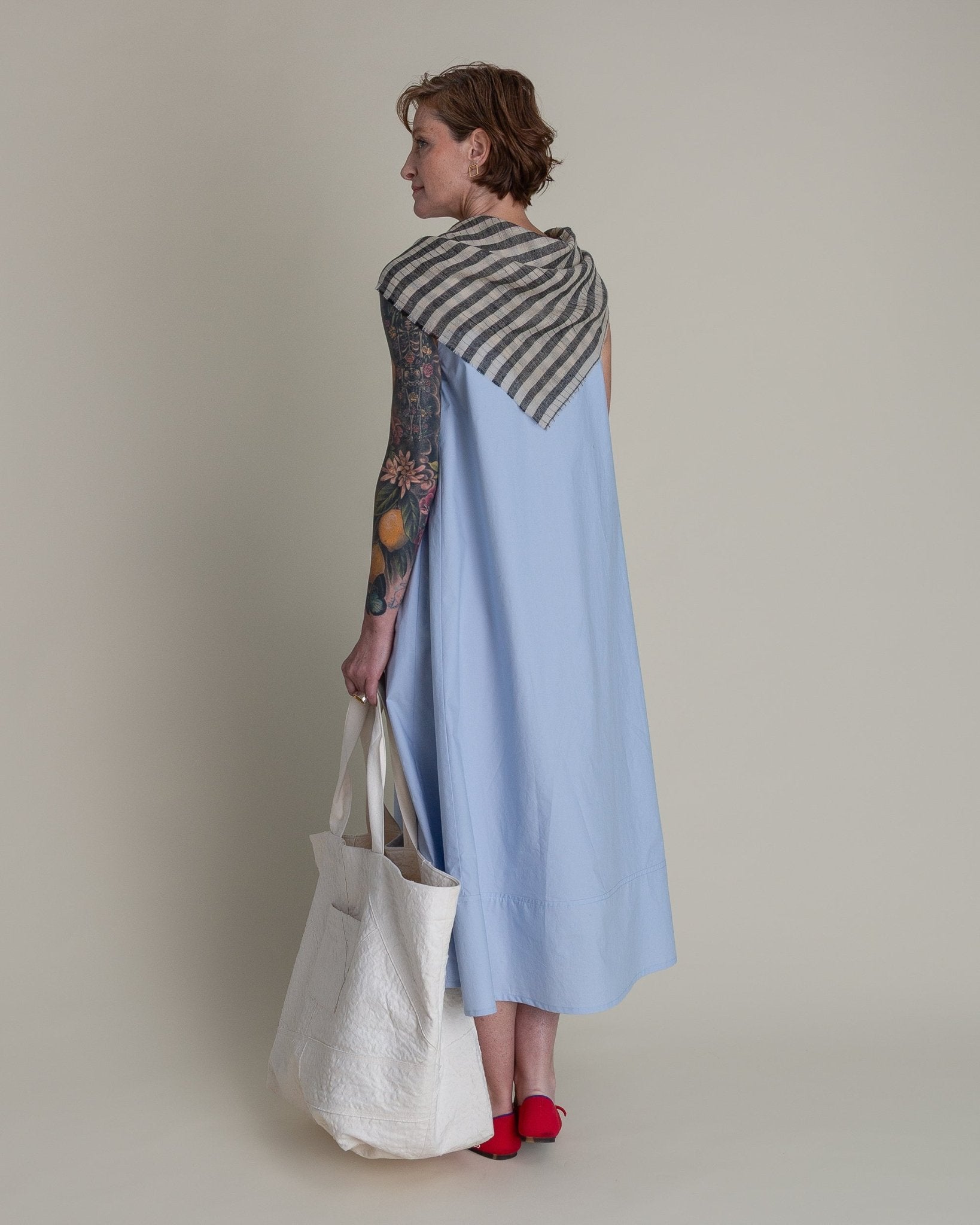 Day Dress in Light Blue Cotton PoplinDay A - Line