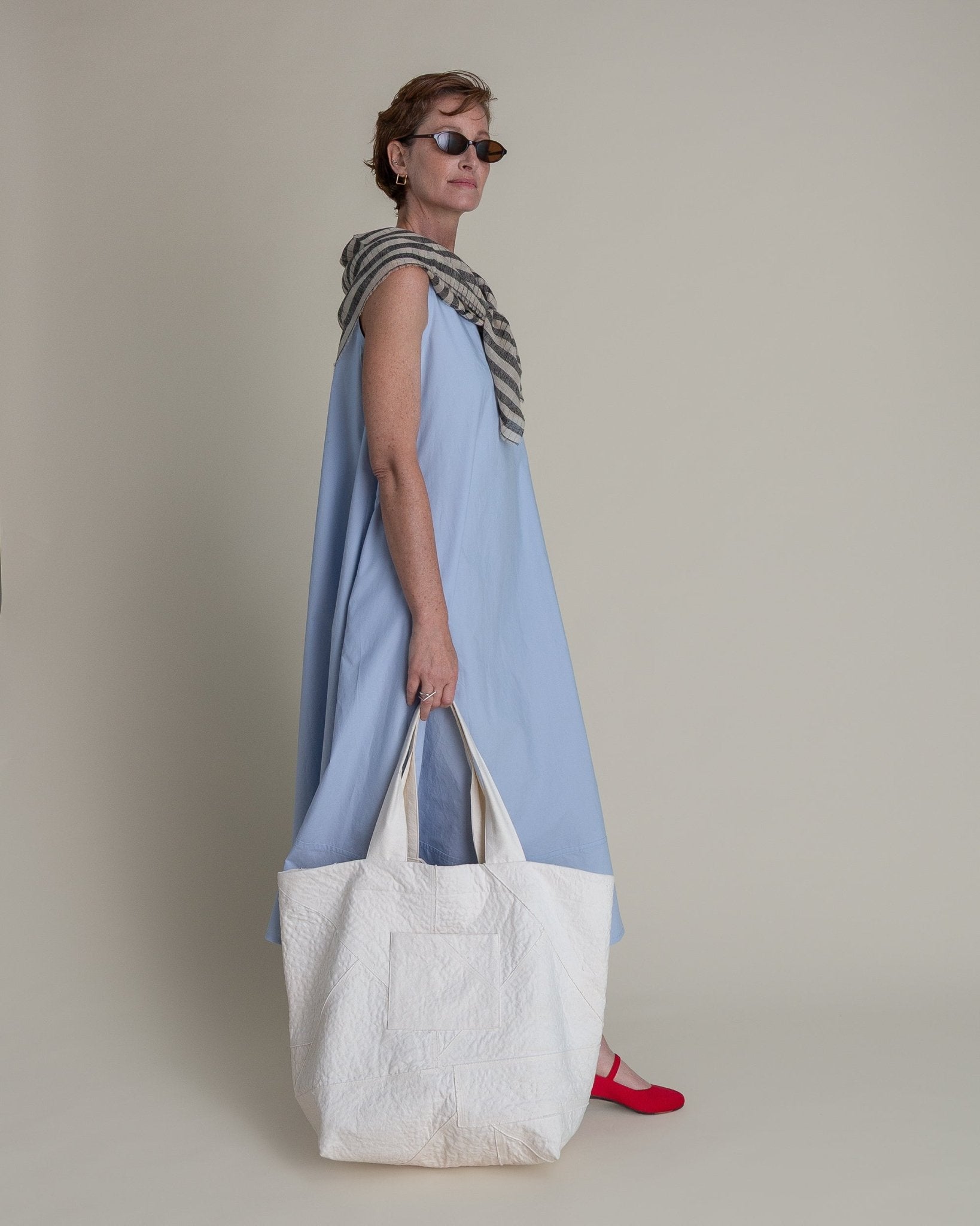 Day Dress in Light Blue Cotton PoplinDay A - Line