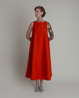 Day Dress in Persimmon Cotton PoplinDay A - Line
