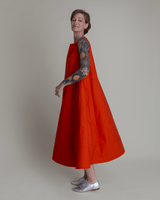 Day Dress in Persimmon Cotton PoplinDay A - Line