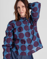 Mini Shirt in Textured Cotton with Big Dots
