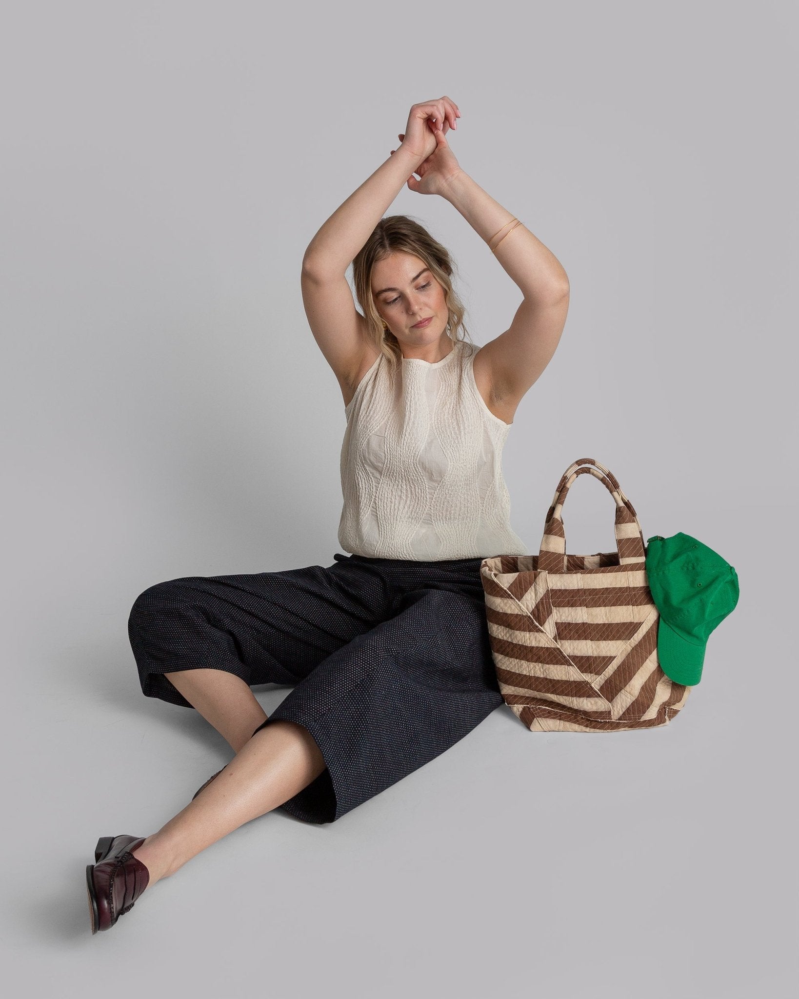 Drawstring Top in Ivory Nuno Fisheye