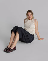 Drawstring Top in Ivory Nuno Fisheye