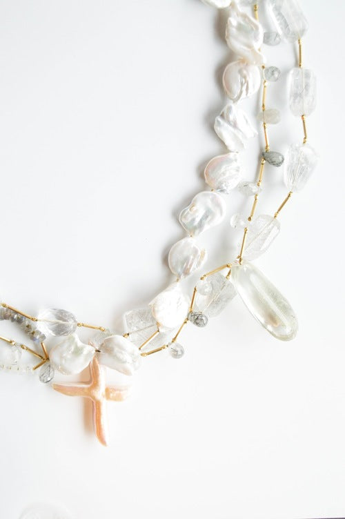 Quartz, Citrine, & Pearl Necklace