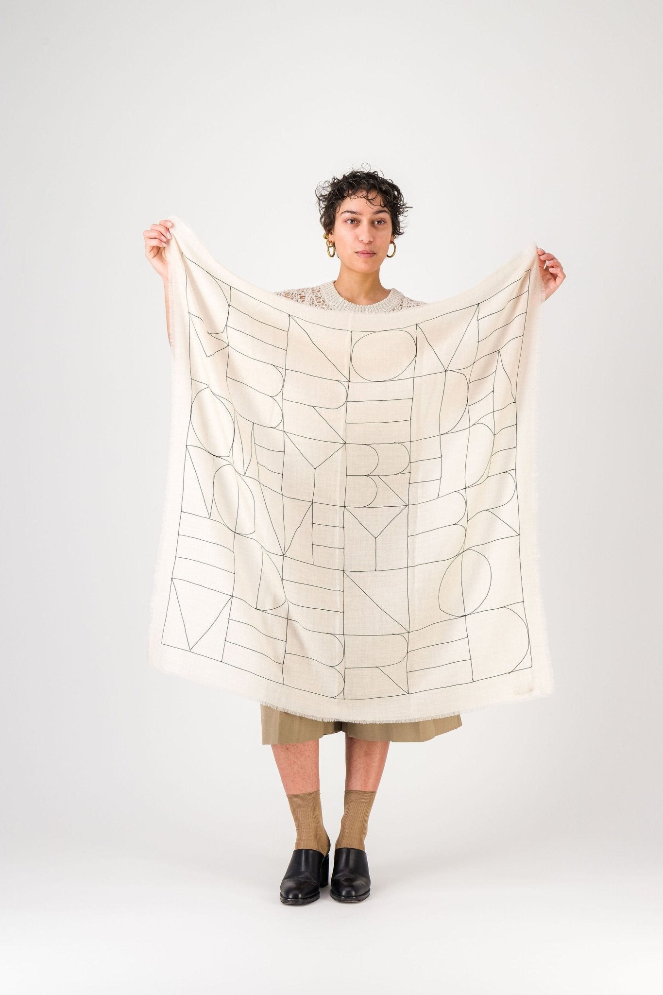 Etude Off-white Embroidered Cashmere Square ScarfScarves