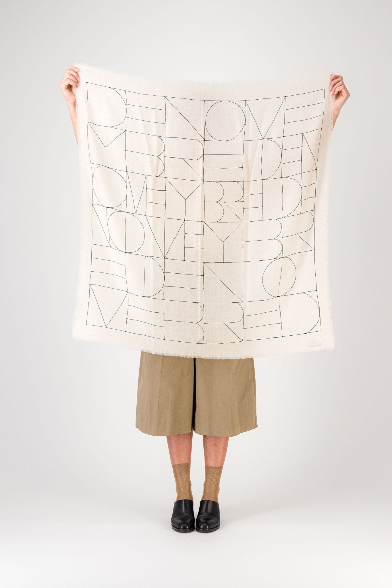 Etude Off-white Embroidered Cashmere Square ScarfScarves