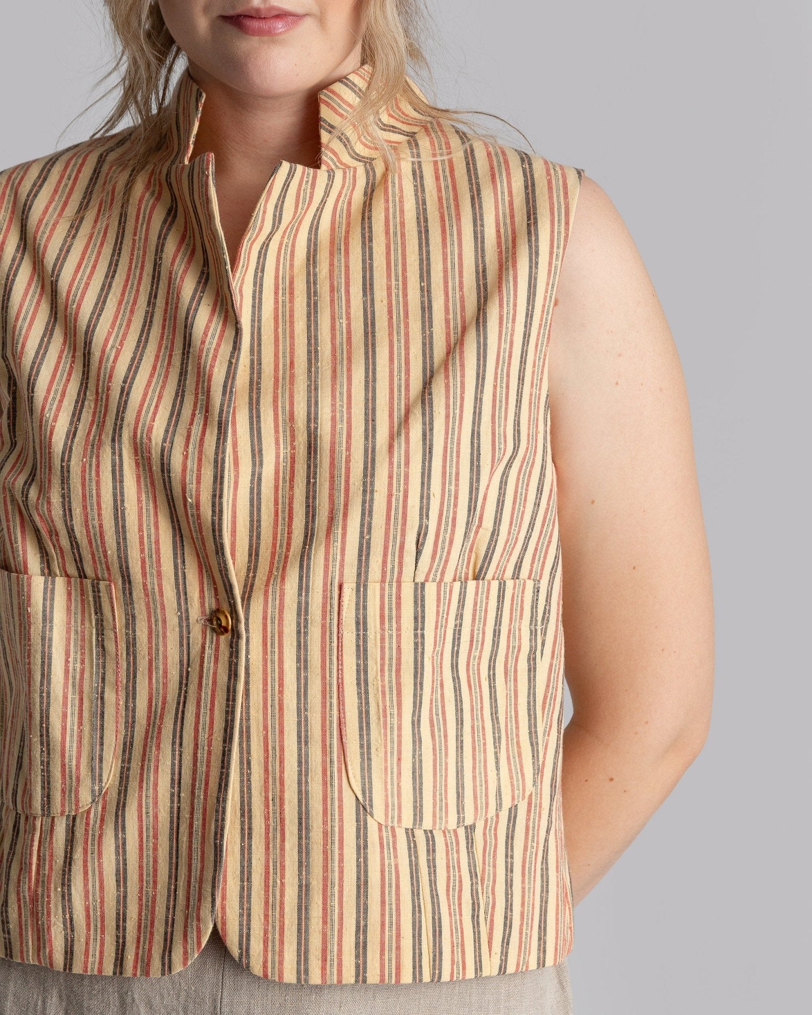 Fitted Vest in Vintage Japanese Striped Silk