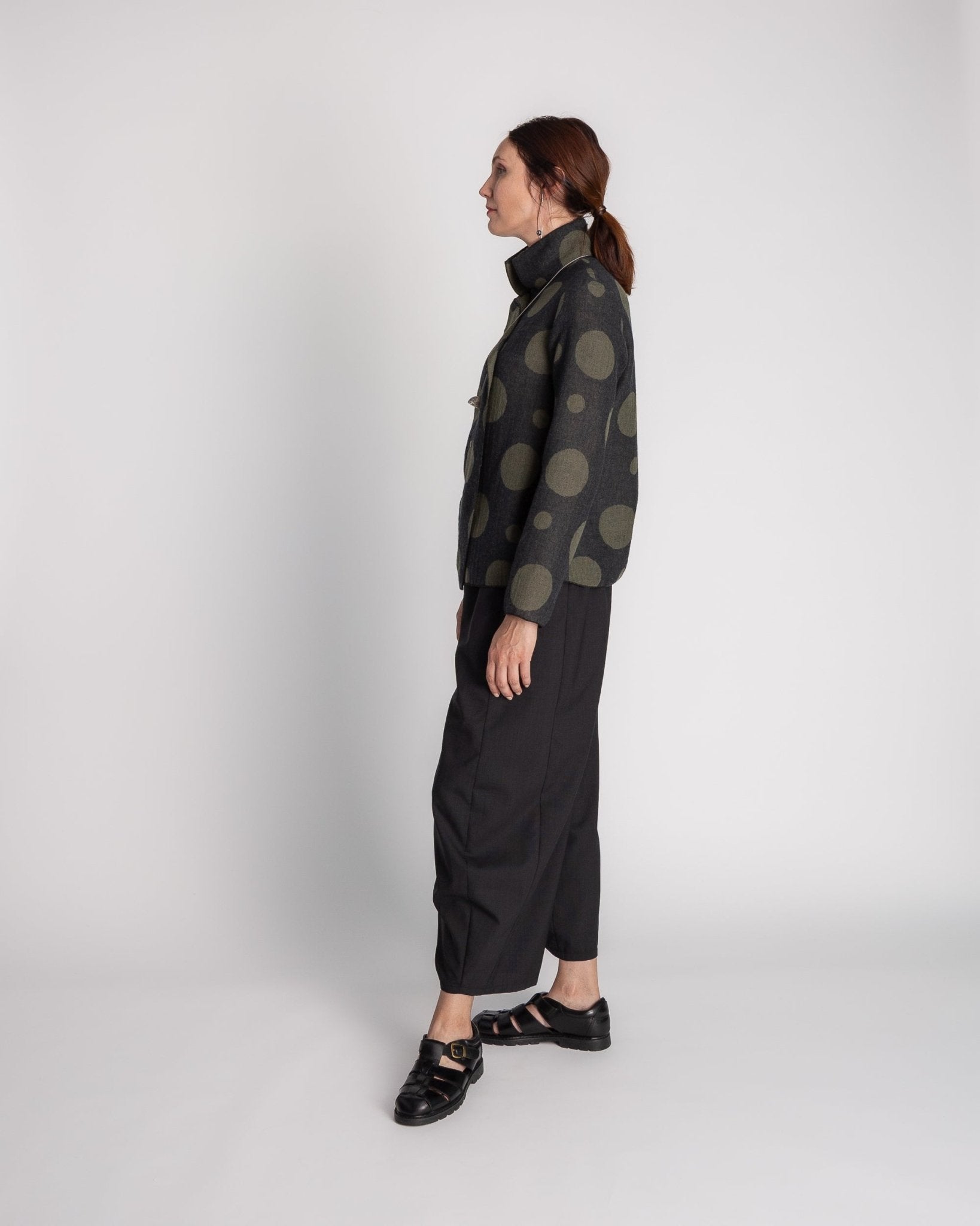Flag Shirt in Olive Wool Dots