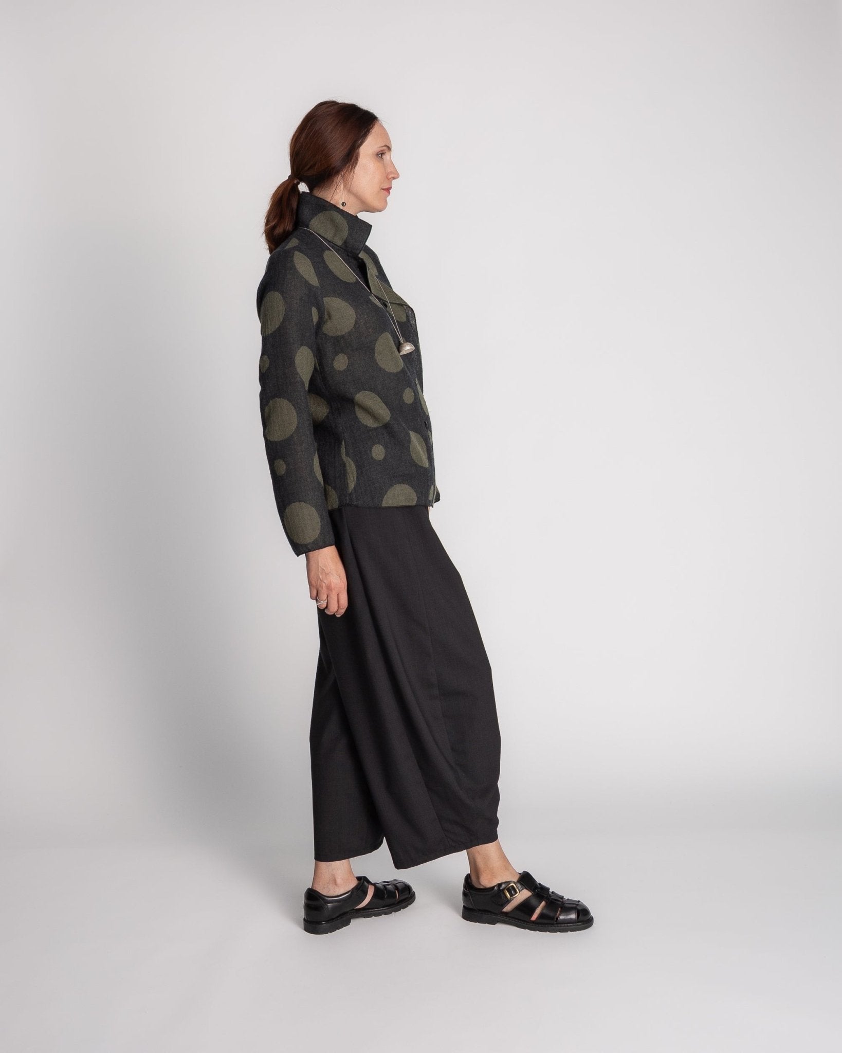 Flag Shirt in Olive Wool Dots